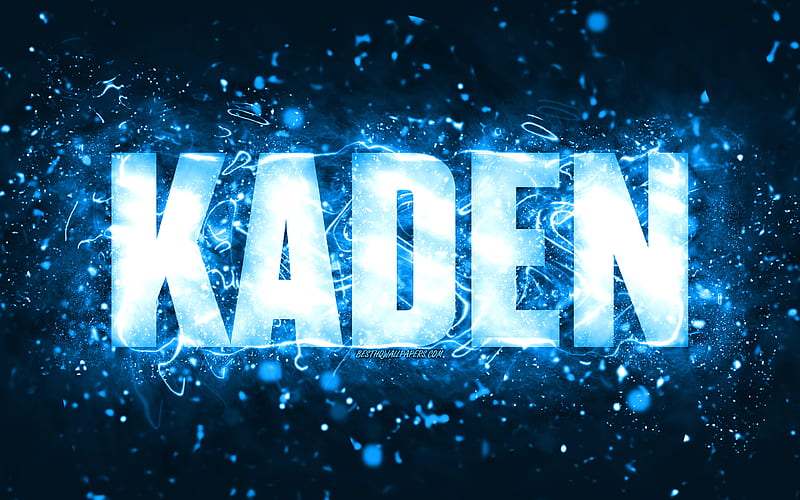 Happy Birtay Kaden, blue neon lights, Kaden name, creative, Kaden Happy Birtay, Kaden Birtay, popular american male names, with Kaden name, Kaden, HD wallpaper