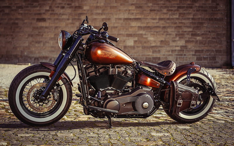 Thunderbike Copper Penny, bobber, custom motorcycles, motorcycle tuning, american motorcycles, Harley Davidson, HD wallpaper