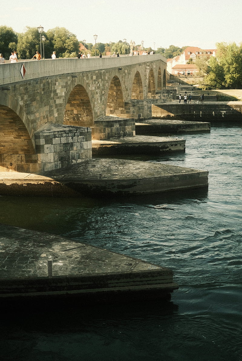 bridge, river, regensburg, HD phone wallpaper