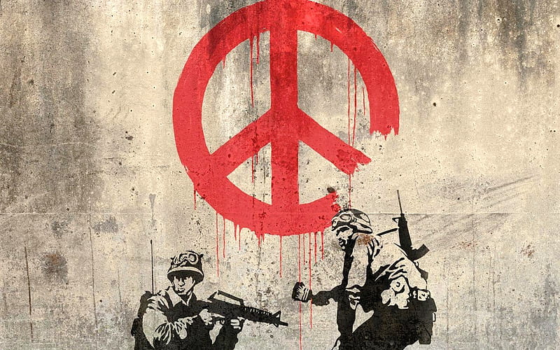 Banksy Peace, art, banksy, peace, police, graffiti, HD wallpaper