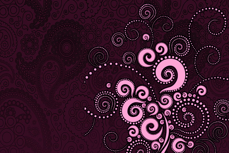 Paisley Swirls, Purple, hop, Paisley, Pink, Abstract, Mauve, Swirls, HD wallpaper