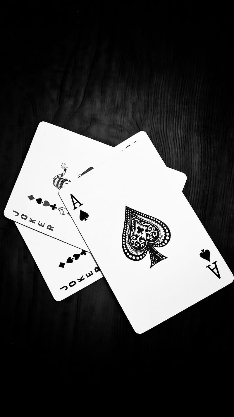 Cards, black, black and white, dark, joker, HD phone wallpaper