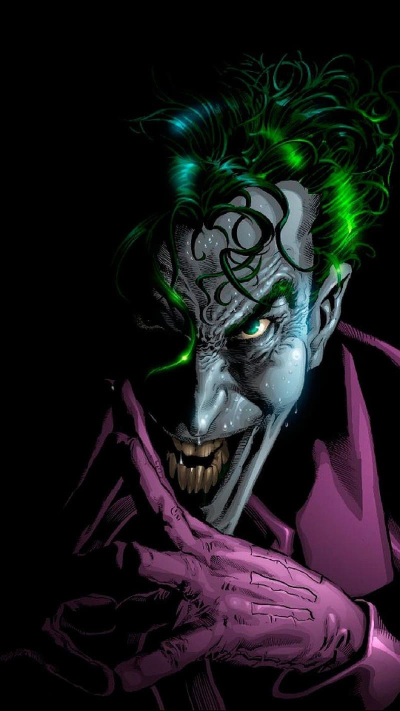 Joker With Black Background, joker , black background, purple, laugh, green, HD phone wallpaper