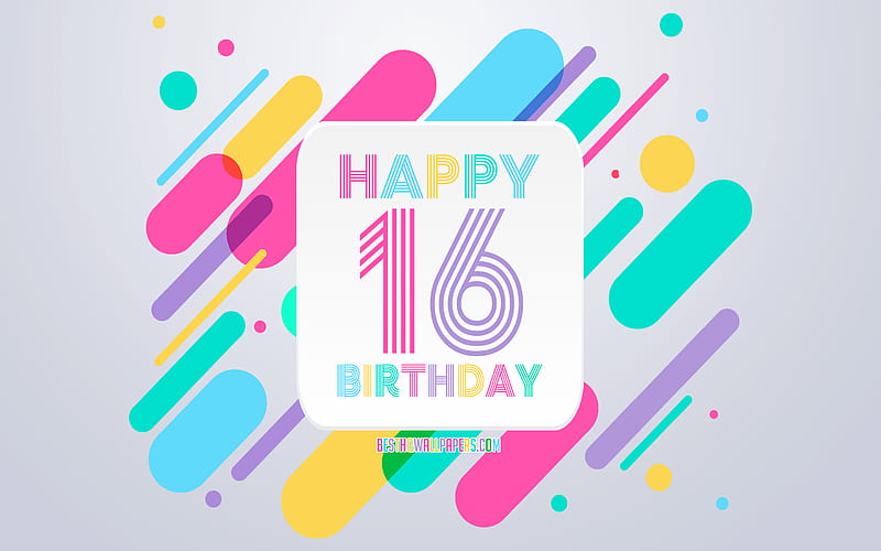 Happy 16 Years Birtay, Abstract Birtay Background, Happy 16th Birtay, Colorful Abstraction, 16th Happy Birtay, Birtay lines background, 16 Years Birtay, 16 Years Birtay party, HD wallpaper