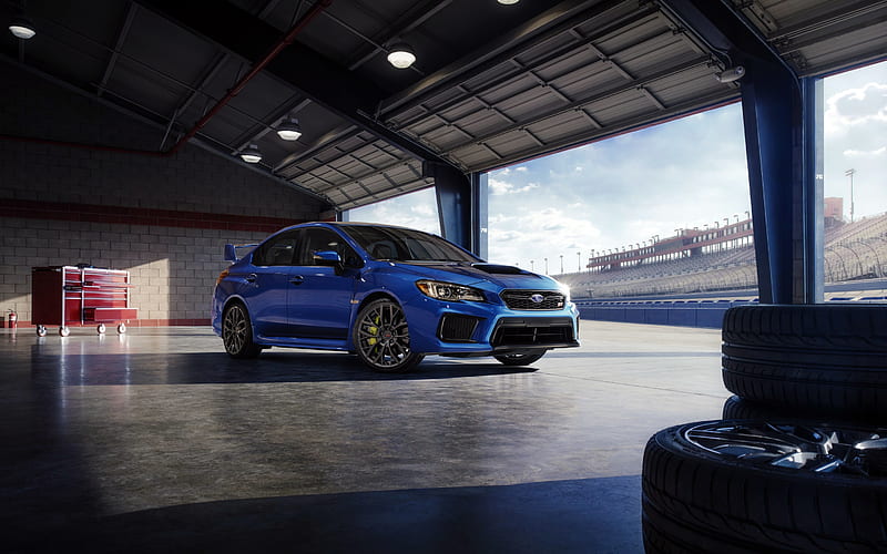 Subaru WRX, 2018, Racing track, blue WRX, tuning, sports cars, Subaru, HD wallpaper