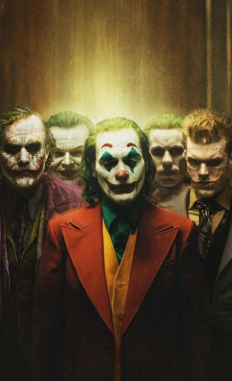 Joker, all jokers, batman, heath ledger, joaquin phoenix, the dark knight, HD phone wallpaper