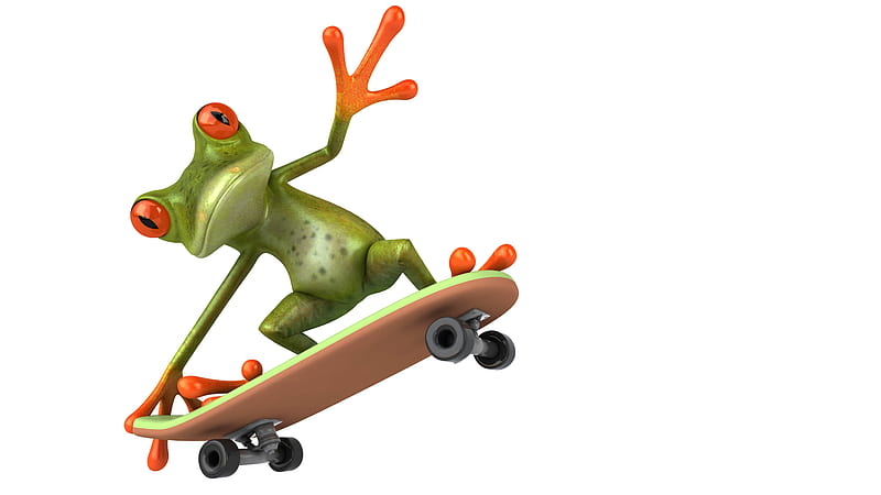 Have fun!, frog, broasca, green, orange, funny, white, card, HD wallpaper