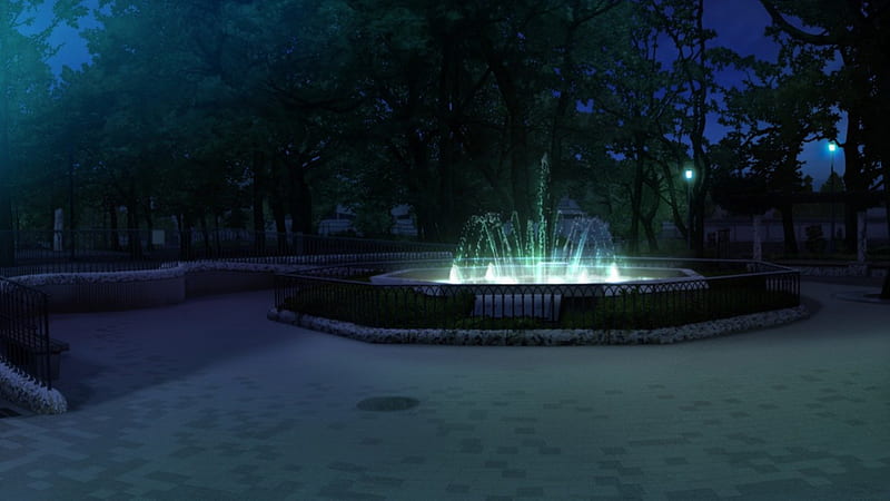 Night Fountain, pretty, scenic cg, bonito, sweet, nice, anime, beauty,  scenery, HD wallpaper | Peakpx