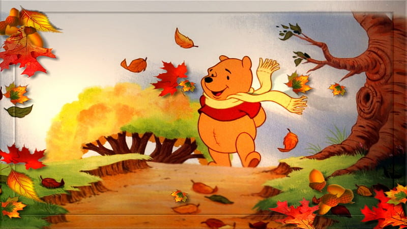 Happy Teddy With Muffler On Neck Thanksgiving, HD wallpaper