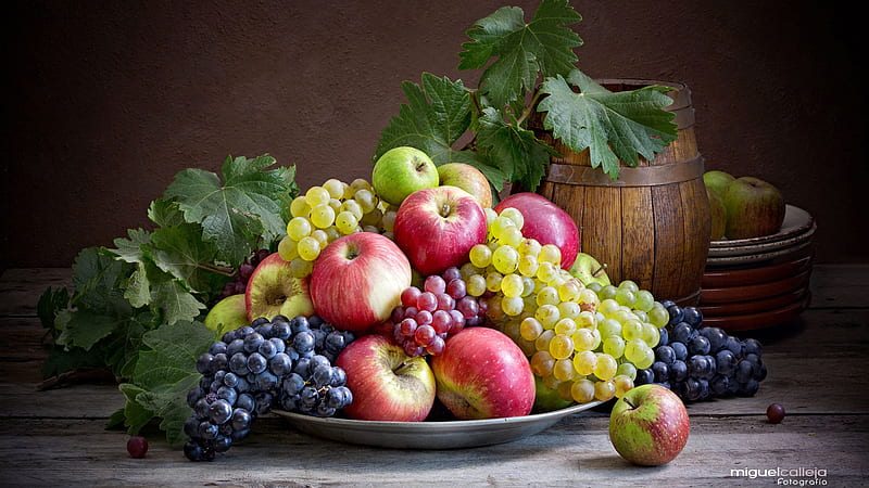 Apple Grapes Fruit, HD wallpaper