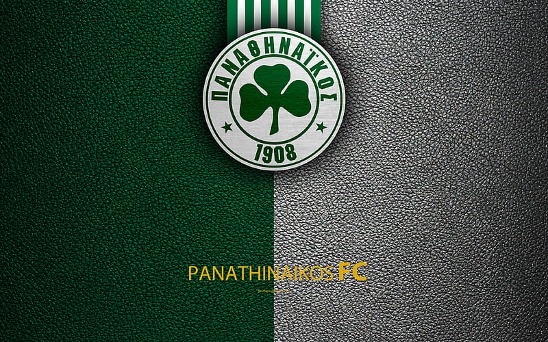 Panathinaikos FC logo, Greek Super League, leather texture, emblem, Athens, Greece, football, Greek football club, HD wallpaper