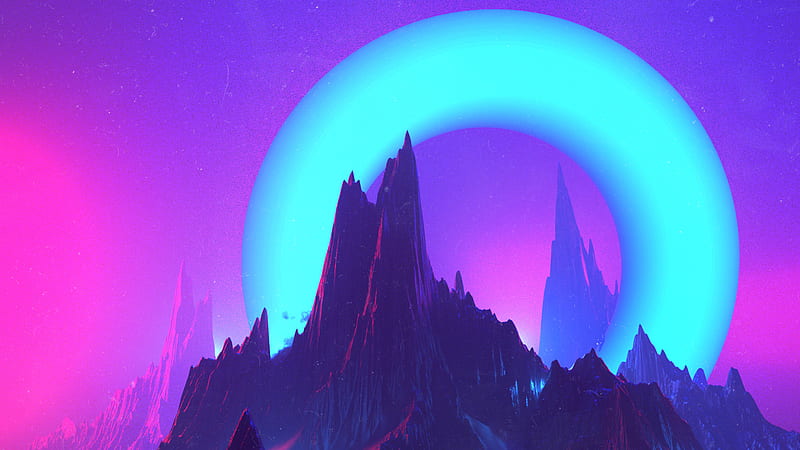 Circle Mountain Pink Vaporwave Vaporwave, HD wallpaper