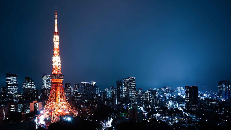 Building City Japan Night Tokyo Tokyo Tower City, HD wallpaper