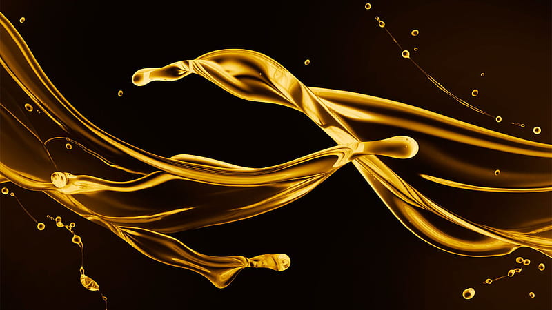 Yellow Oil Liquid Splash Is Black Background Liquid, HD wallpaper