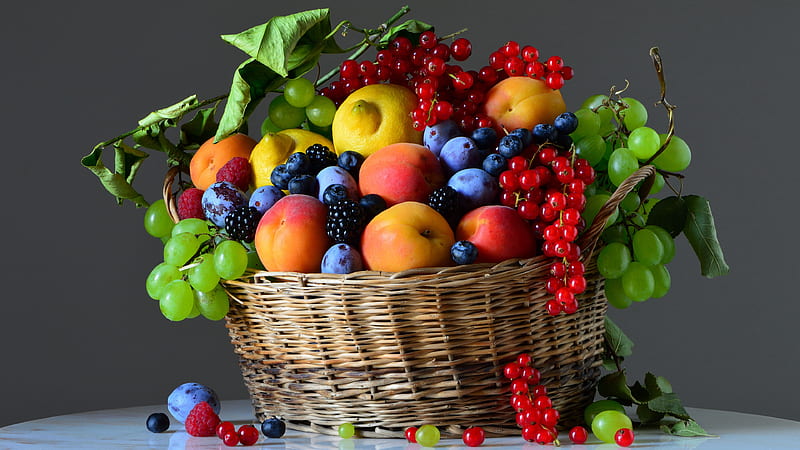 Food, Still Life, Apricot, Blackberry, Blueberry, Currants, Grapes, Lemon, Plum, Raspberry, HD wallpaper