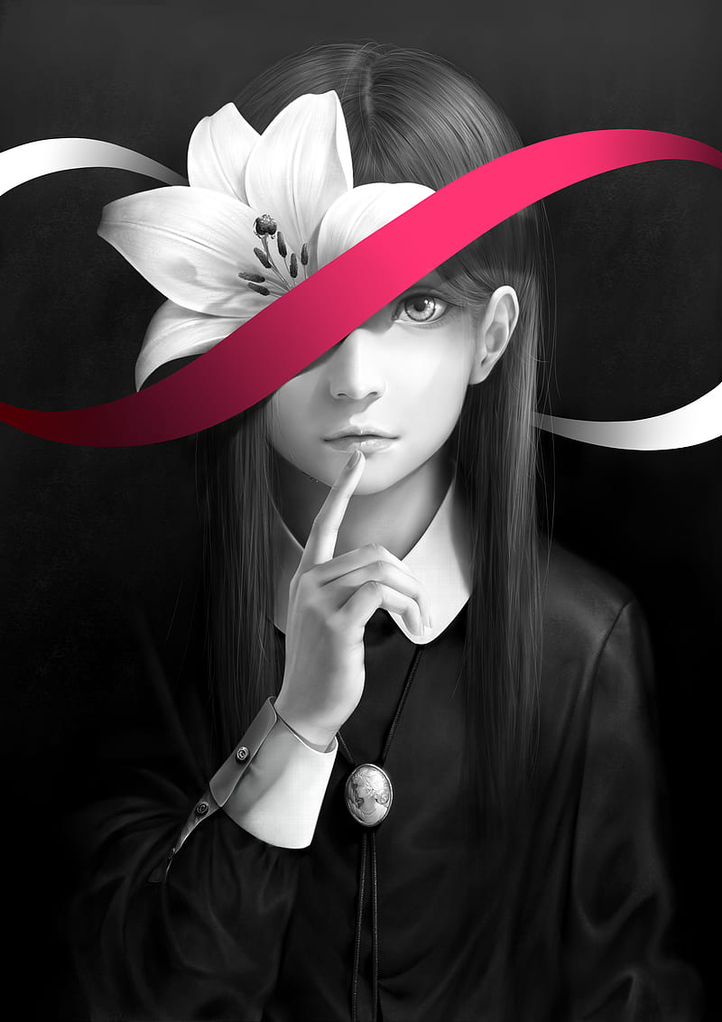 simple background, anime girls, selective coloring, portrait, anime, tears, HD phone wallpaper