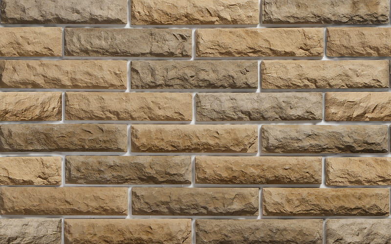 decorative stone texture, beige brickwall, macro, beige stones, bricks textures, decorative stones, beige stones wall, stones, beige stones background, HD wallpaper