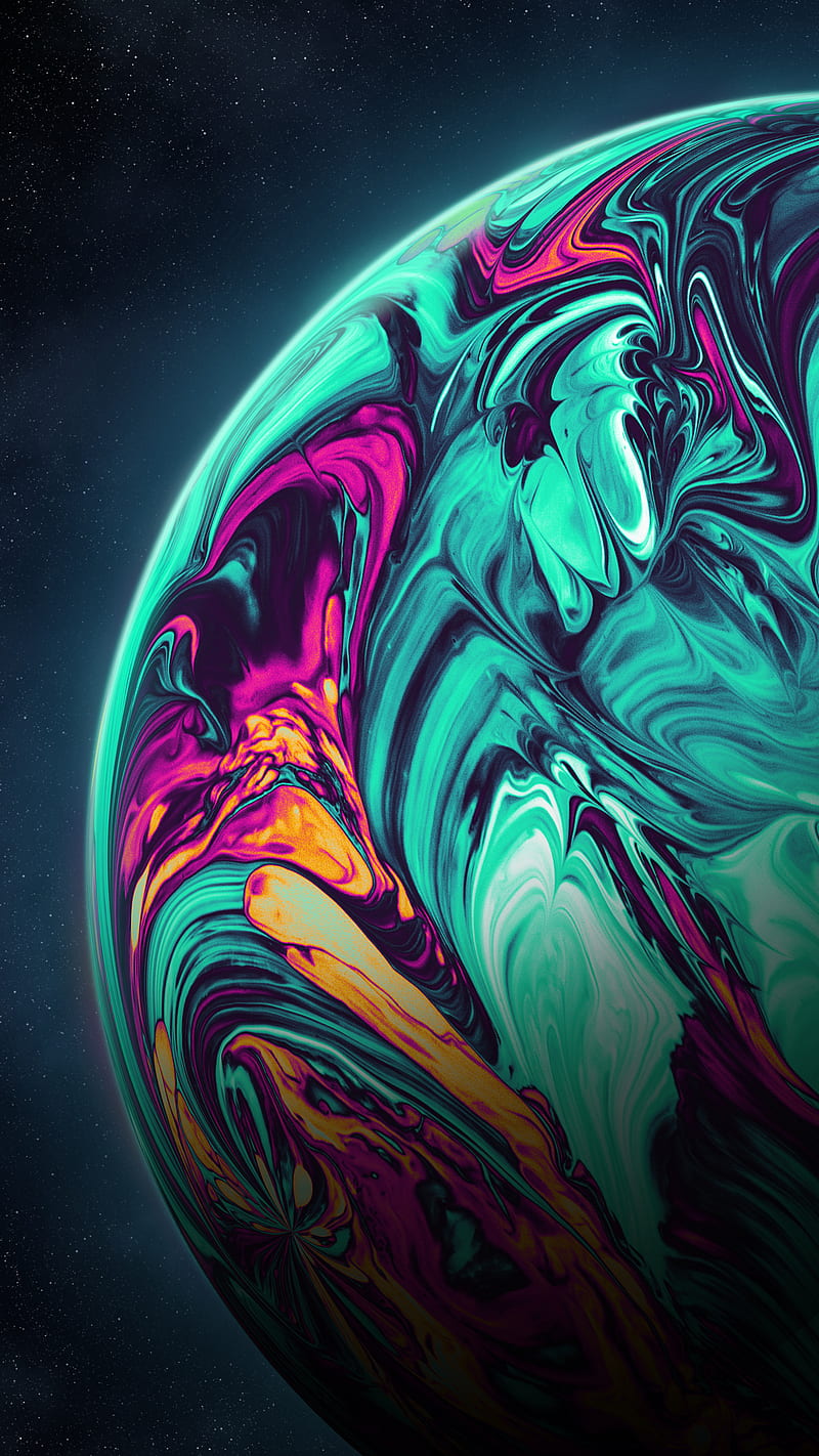 Acrylic Planet, Acrylic, Color, Colorful, Geoglyser, Iridescence, abstract, blue, cosmos, dream, fluid, galaxy, holographic, orange, pink, planet, psicodelia, purple, rainbow, space, texture, vaporwave, yellow, HD phone wallpaper