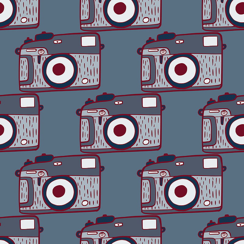camera vintage seamless pattern. Retro cameras design. Repeated texture in doodle style. 5584771 Vector Art at Vecteezy, HD phone wallpaper