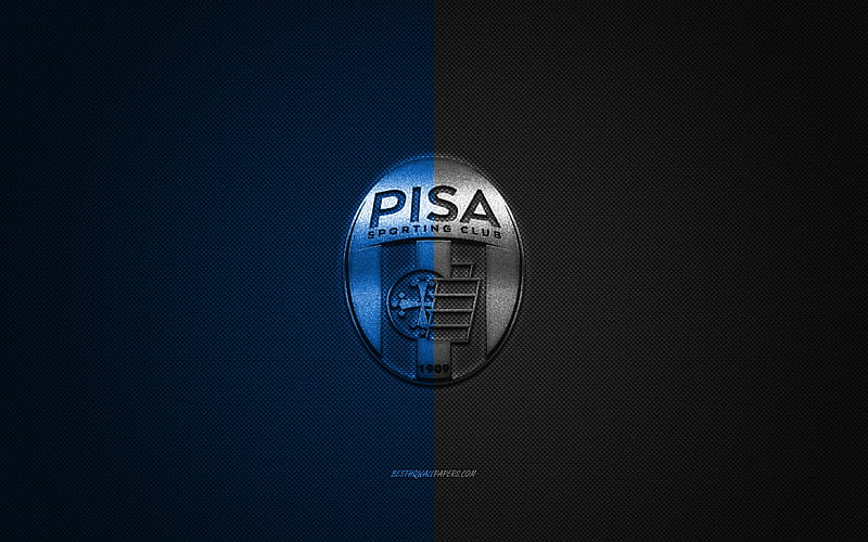 AC Pisa 1909, Pisa SC, Italian football club, Serie B, blue logo, blue carbon fiber background, football, Pisa, Italy, Pisa SC logo, HD wallpaper