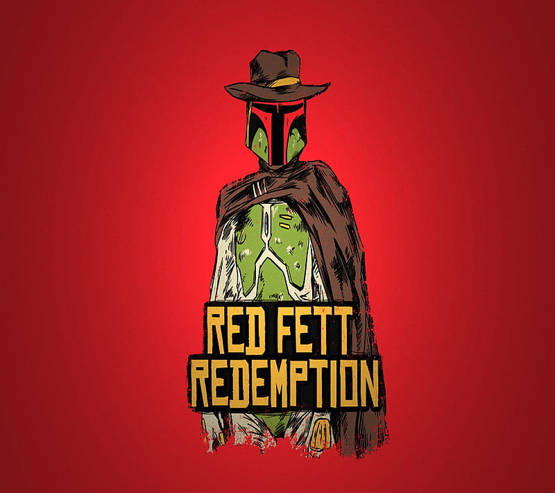 Red Fett Redemption, boba fett, cool, drawn, game, red dead redemption, star wars, HD wallpaper