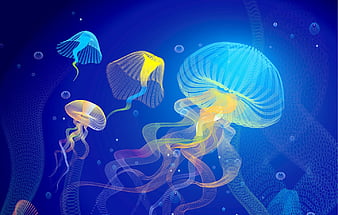 HD and yellow jellyfish wallpapers | Peakpx