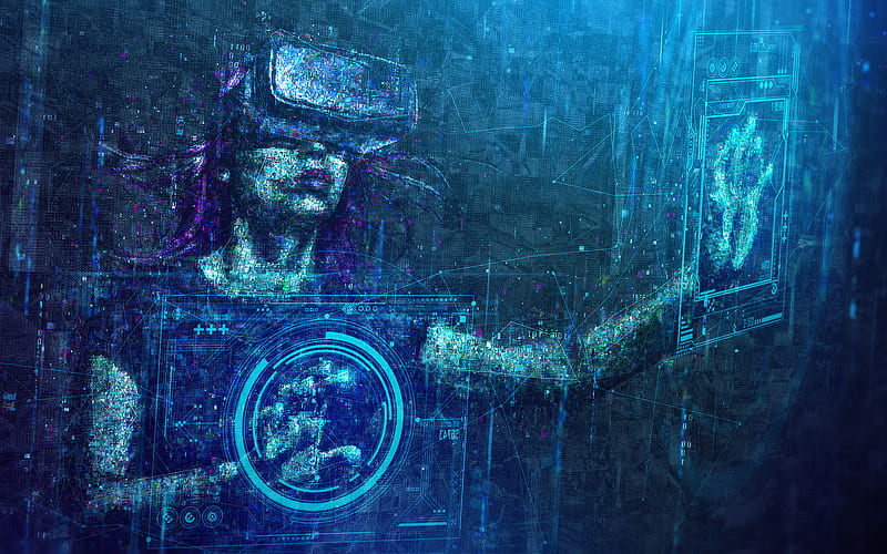 Virtual reality, creative, digital art, girl in glasses, HD wallpaper |  Peakpx