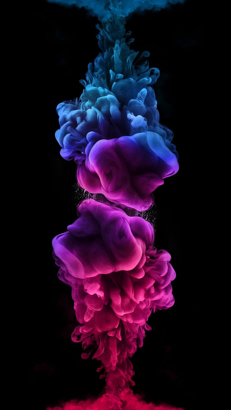 Smoke, pink, blue, black, purple, abstract, HD phone wallpaper