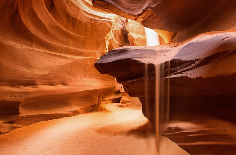 Under Ground Canyon, Arizona , rock, orange, canyon, sand, deep, below, nature, tunnel, earth, HD wallpaper