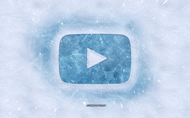 YouTube logo, winter concepts, snow texture, snow background, YouTube emblem, winter art, YouTube, HD wallpaper
