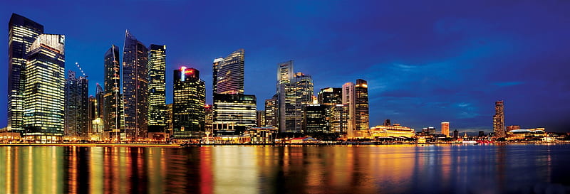 *** Singapore ***, swiatla, architektura, noc, wiezowce, HD wallpaper