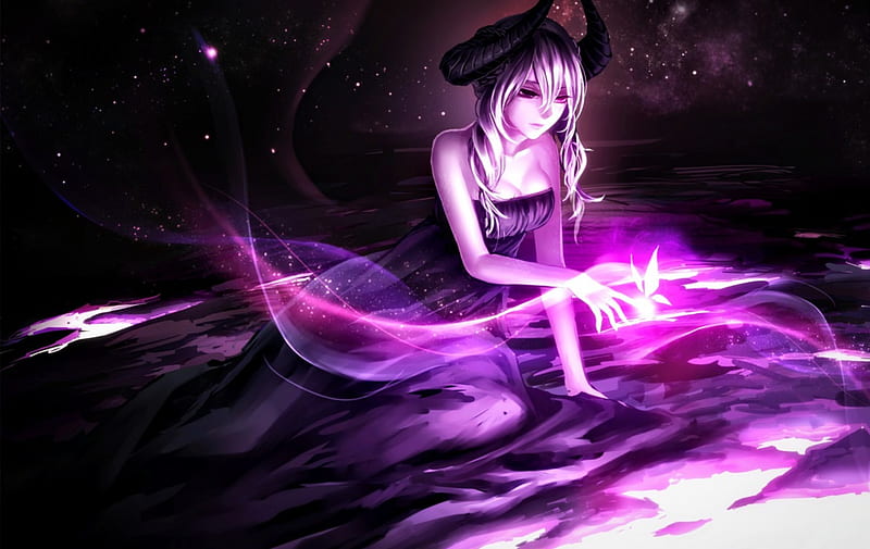 Wallpaper girl, butterfly, darkness, anime, art for mobile and desktop,  section арт, resolution 4000x2576 - download