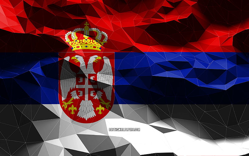 Serbian flag, low poly art, European countries, national symbols, Flag of Serbia, 3D flags, Serbia flag, Serbia, Europe, Serbia 3D flag, HD wallpaper