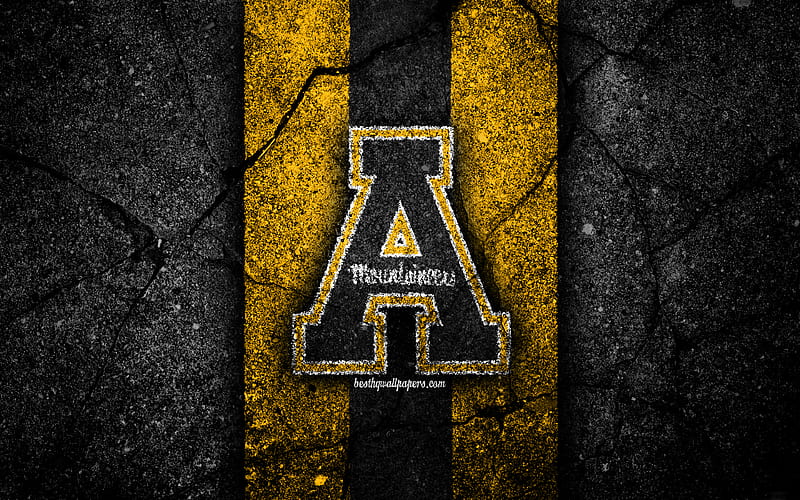 Appalachian State Mountaineers american football team, NCAA, yellow black stone, USA, asphalt texture, american football, Appalachian State Mountaineers logo, HD wallpaper