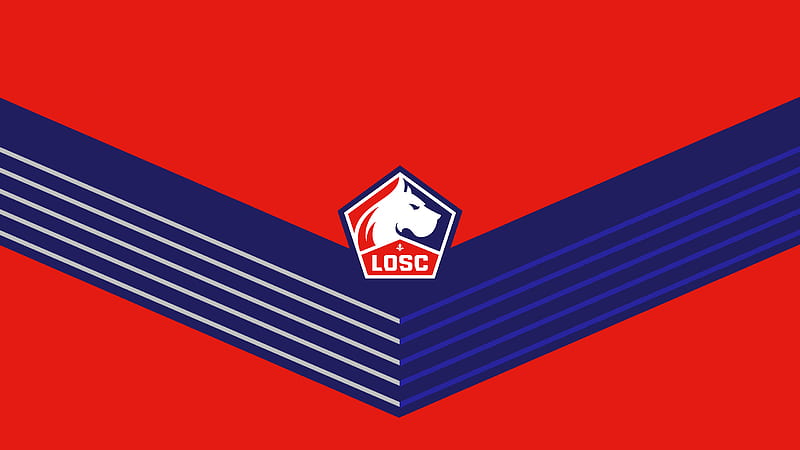 Logo Soccer Blue Red Background Lille OSC, HD wallpaper