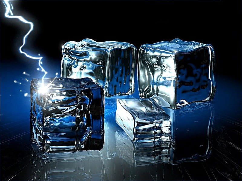Electric Ice Cubes, ice cubes, crystals, blocks, cubes, 3d, lightning, ice crystals cubes, for drinks, ice, HD wallpaper