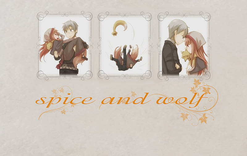 Spice and Wolf, wolfgirl, horo, lawrence kraft, chibi, cute, kawaii, wolf girl, holo, wolf, HD wallpaper