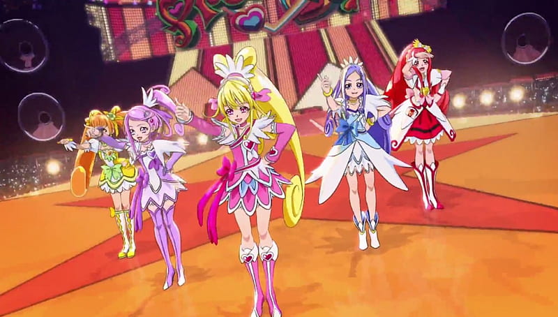Dokidoki! PreCure, pretty, dress cg, concert, bonito, dancing, cure sword, dancer, sweet, cure diamond, magical girl, nice, pretty cure, group, anime, beauty, anime girl, sing, stage, singing, team, cure rosetta, female, lovely, cure heart, singer, girl, precure, dance, HD wallpaper