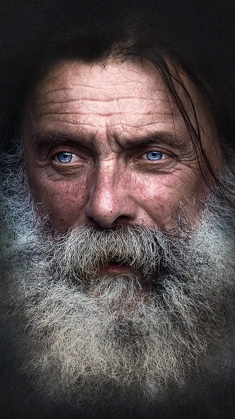 An old man, beard, blue eyes, full, mustache, white hair, HD phone  wallpaper | Peakpx