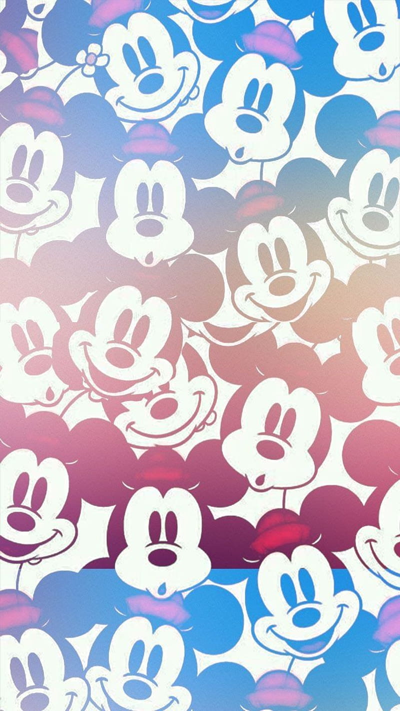 mickey mouse, blue, pink, HD phone wallpaper