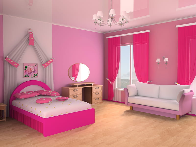 Pink bedroom, girl, bedroom, room, white, pink, bed, HD wallpaper | Peakpx