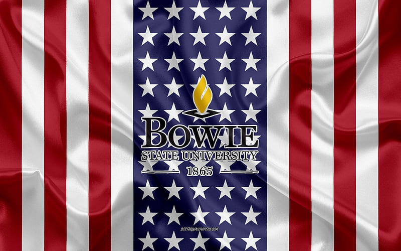Bowie State University Emblem, American Flag, Bowie State University logo, Bowie, Maryland, USA, Bowie State University system, HD wallpaper