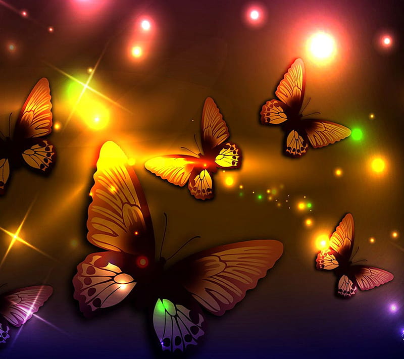 Butterflies, abstra, art, bright, colour, colourful, desenho, new, HD wallpaper