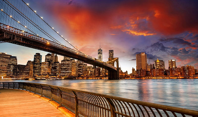 Brooklyn Bridge, Lake, Brooklyn, Sky, Bridge, HD wallpaper