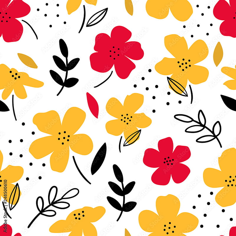 Floral seamless pattern for print, fabric, . Modern hand drawn flowers background. Stock Vector, HD phone wallpaper