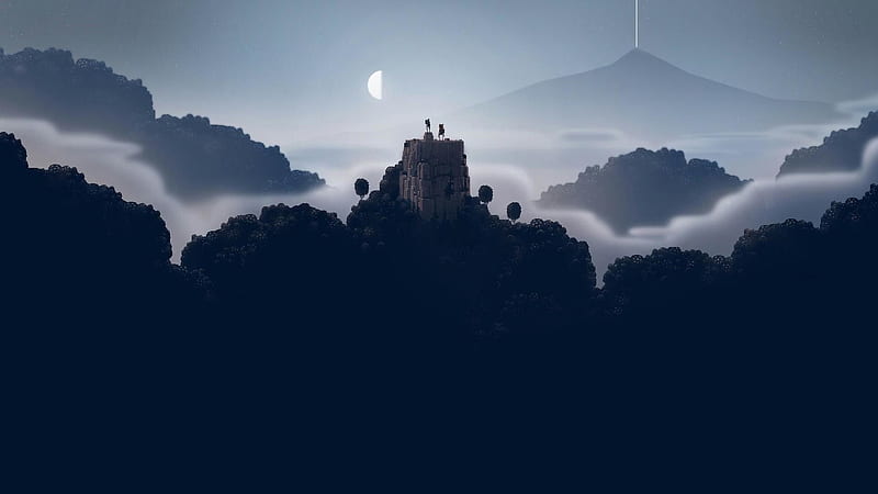 Castle Under Half Moon Sky Indie, HD wallpaper
