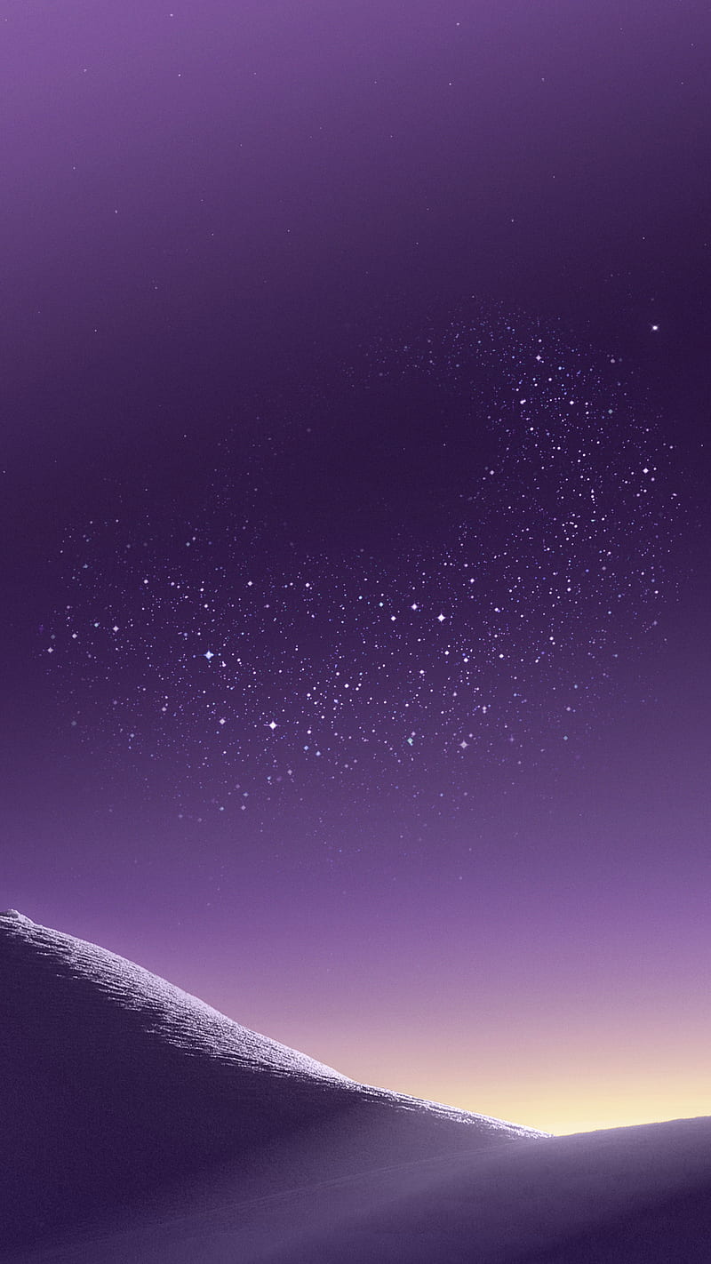 Galaxy s8, desert, night, purple, s8plus, sand, stars, stock wall, HD phone wallpaper