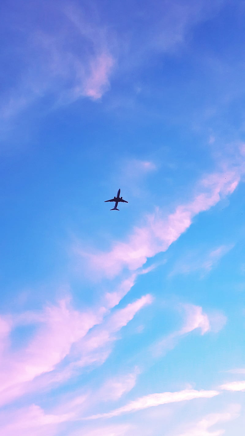 fly2, airplane, blue, clouds, nature, plane, planes, purple, sky, turkey, turkish, HD phone wallpaper
