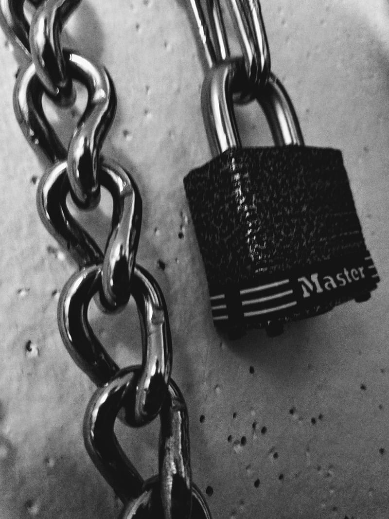 Lock and chain, aesthetic, black and white, edgy, life, locked, love, you, HD phone wallpaper