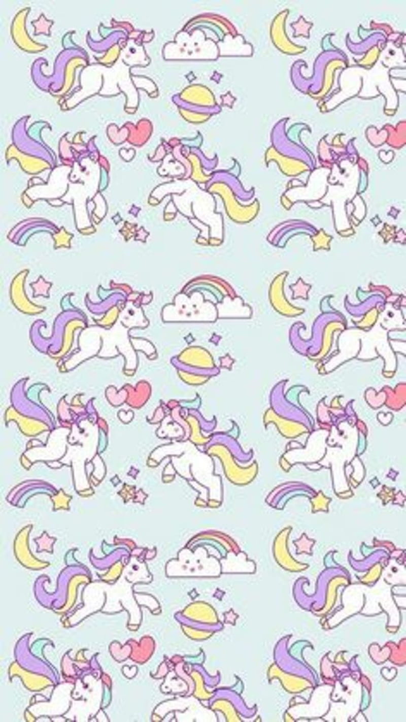 Unicorn, cute, pastels, pattern, rainbow, unicorns, HD phone wallpaper